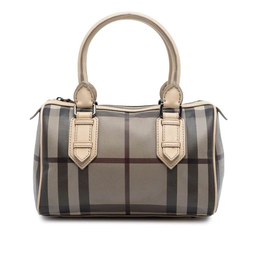 Burberry Smoke Check Coated Canvas Chester Boston Bag Brown Canvas Very good condition - Front View