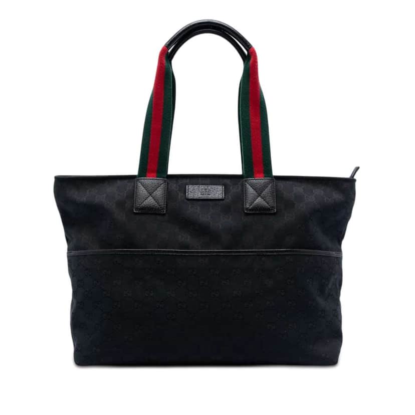 Gucci GG Canvas Web Tote Black Canvas Very good condition - Front View