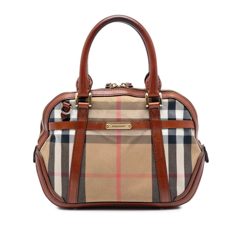 Burberry Small Leather Trimmed House Check Canvas Bridle Orchard Satchel Brown Canvas Very good condition - Front View