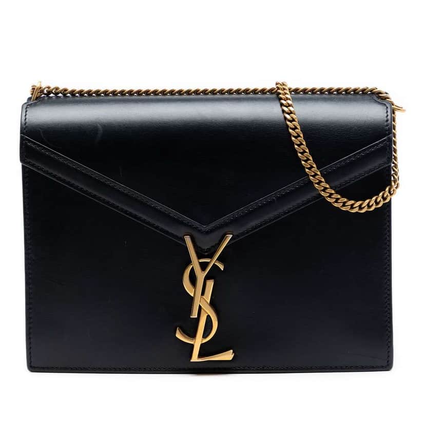 Saint Laurent Smooth Calfskin Monogram Cassandra Clasp Bag Black Leather Very good condition - Front View