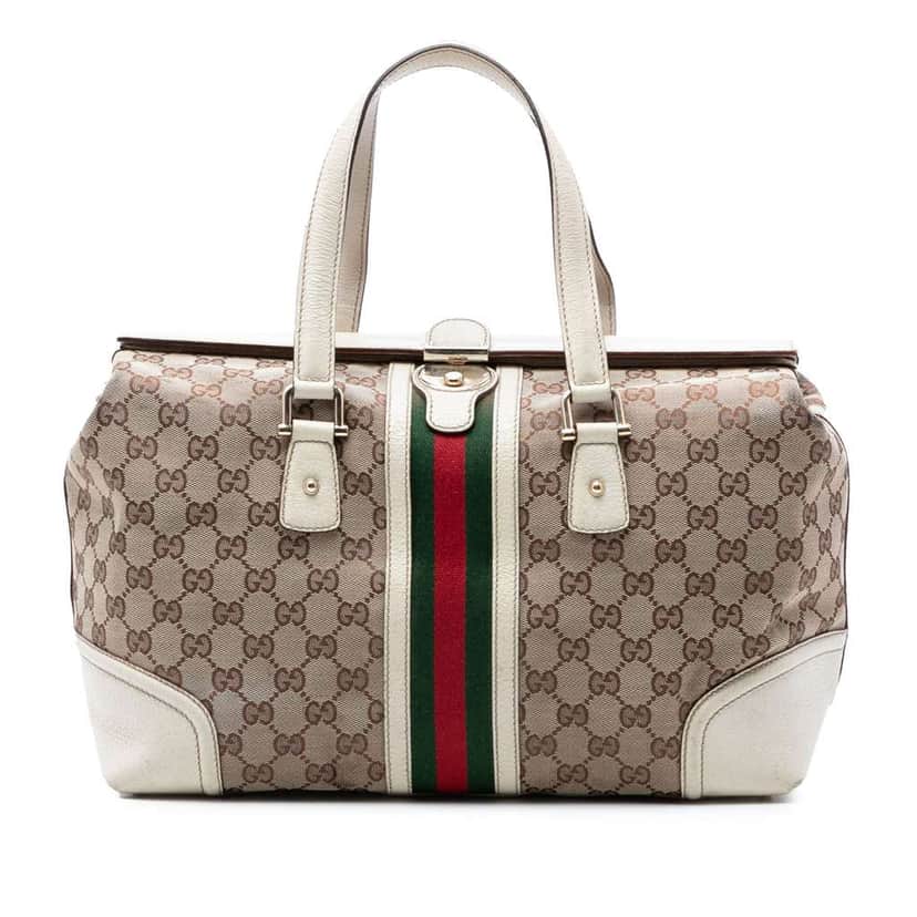 Gucci GG Canvas Web Treasure Boston Bag Beige Canvas Very good condition - Front View