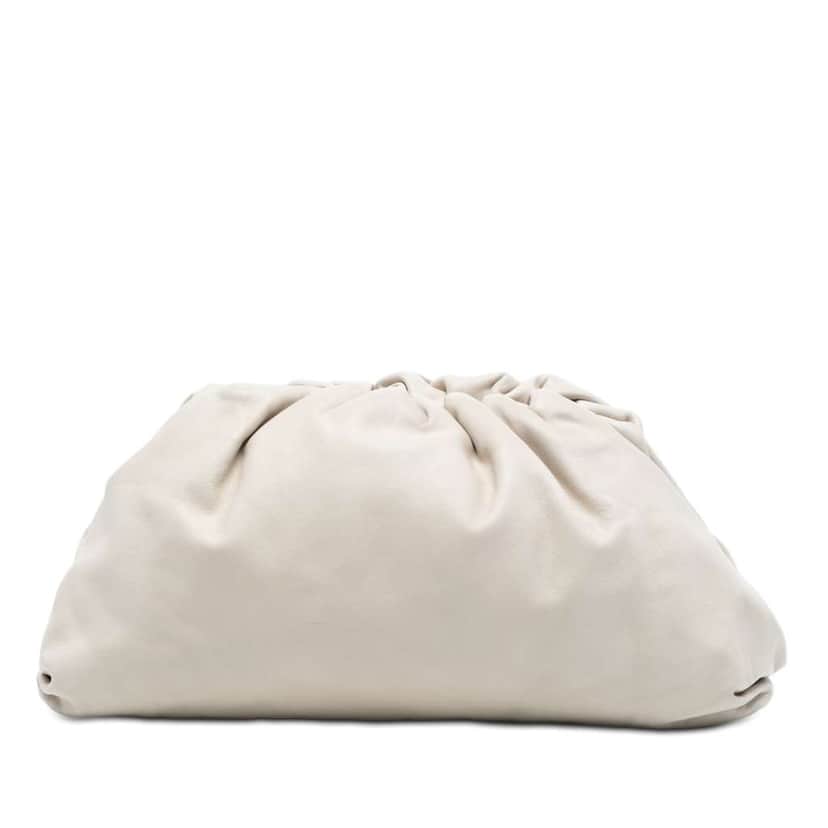 Bottega Veneta Lambskin The Pouch White Leather Very good condition - Front View