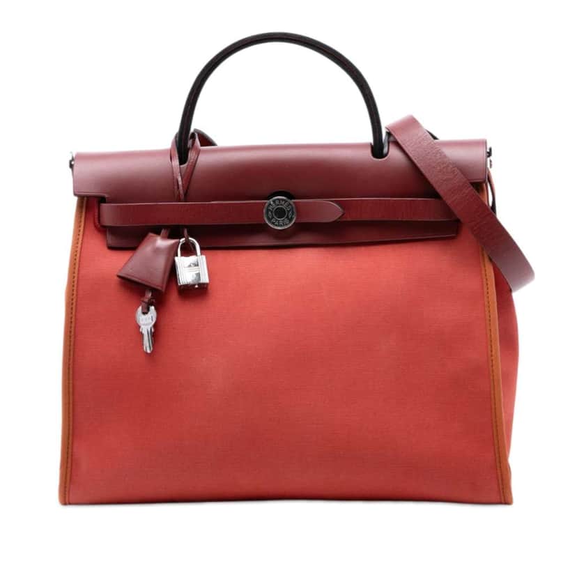 Hermès Toile Herbag Zip 31 Orange Canvas Very good condition - Front View