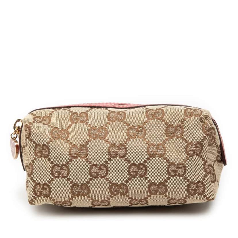 Gucci GG Canvas Cosmetic Pouch Beige Canvas Very good condition - Front View