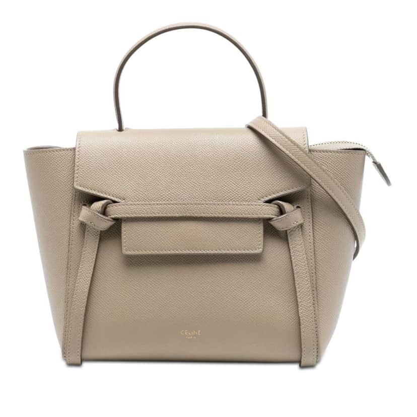 Celine Nano Grained Calfskin Belt Bag Beige Leather Very good condition - Front View