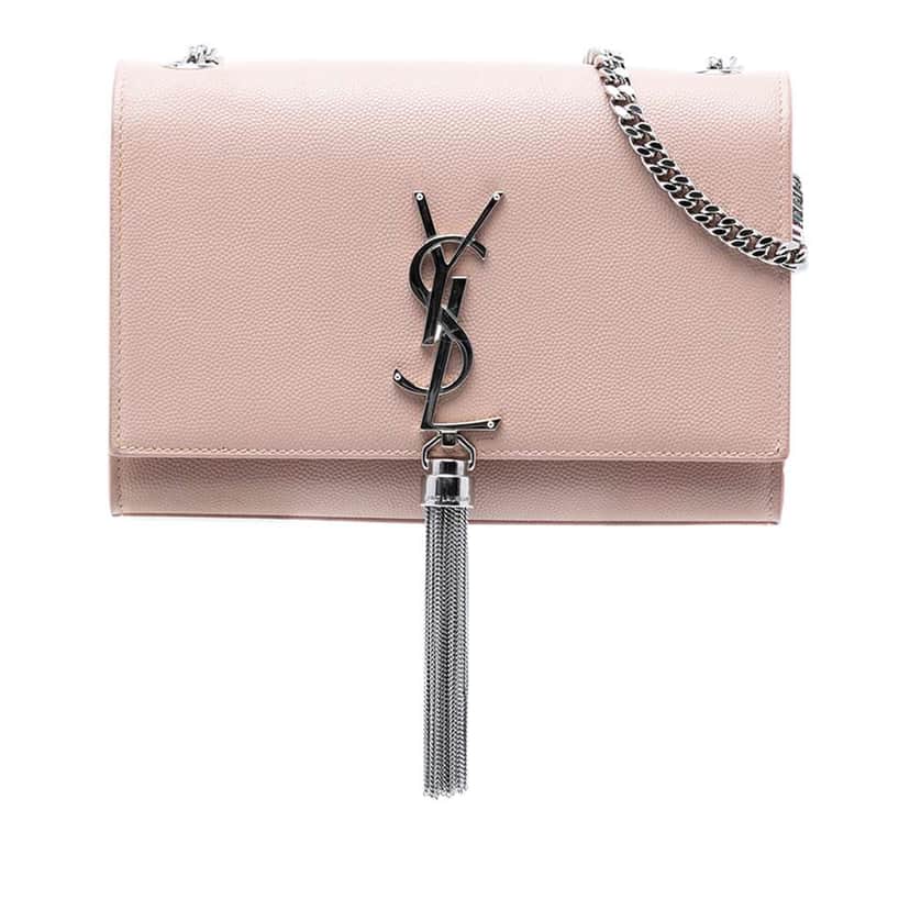 Saint Laurent Small Grain de Poudre Monogram Kate Tassel Crossbody Pink Leather Very good condition - Front View