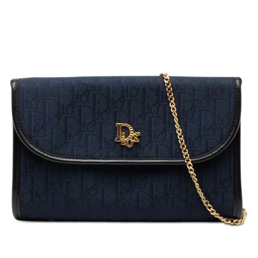 Dior Diorissimo Trotter Canvas Chain Crossbody Blue Canvas Very good condition - Front View