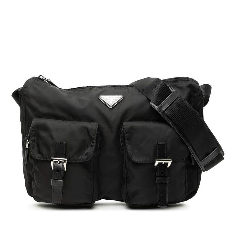 Prada Tessuto Zip Top Crossbody Black Very good condition - Front View