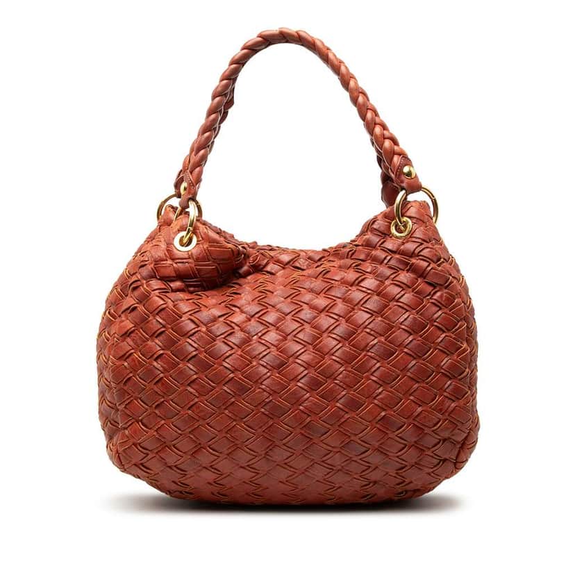 Miu Miu Woven Leather Handbag Red Leather Very good condition - Front View