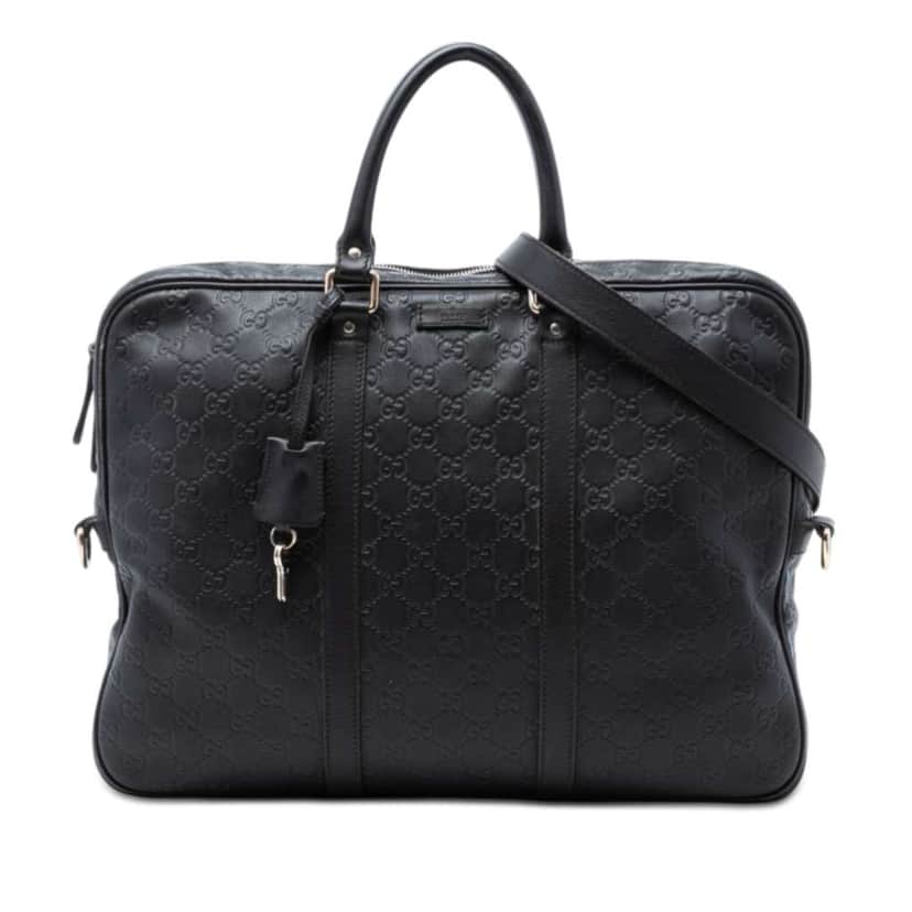 Gucci Guccissima Business Bag Black Leather Very good condition - Front View