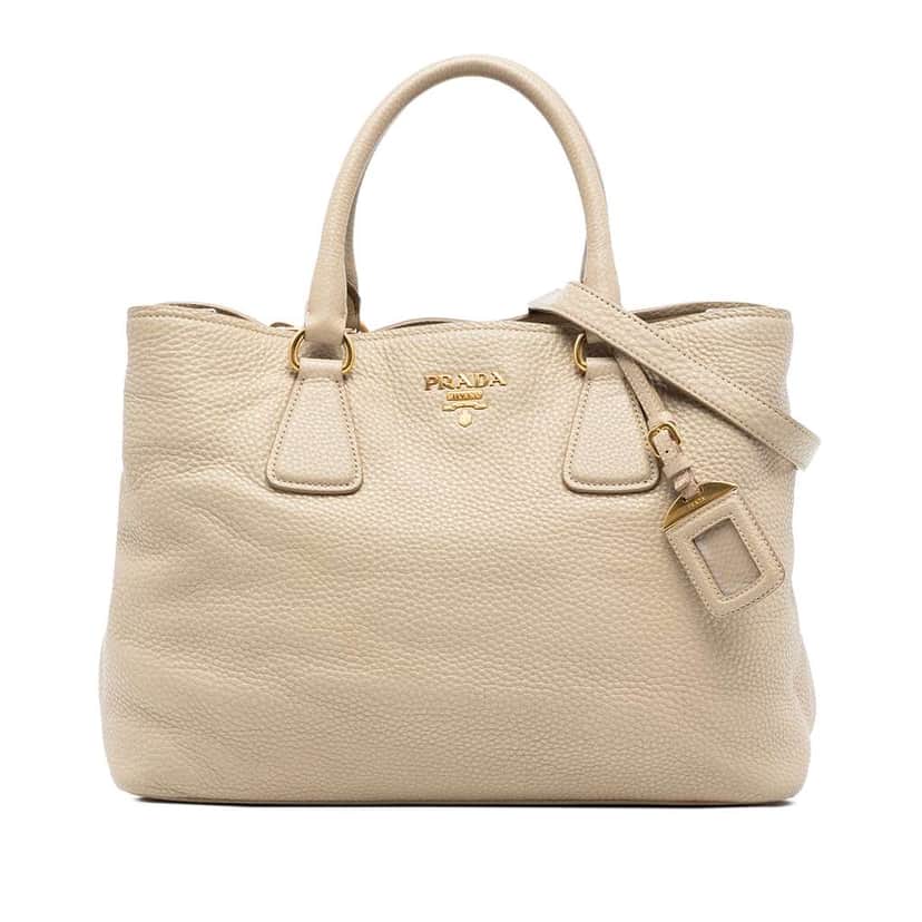 Prada Vitello Daino Open Convertible Tote Brown Leather Very good condition - Front View