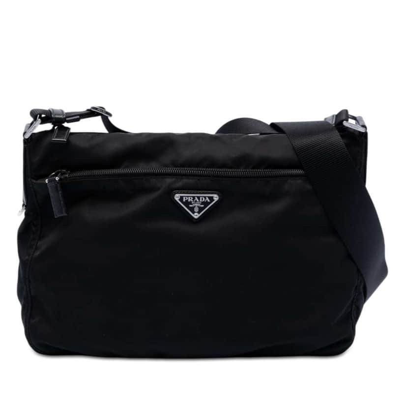 Prada Tessuto Zip Top Crossbody Black Very good condition - Front View