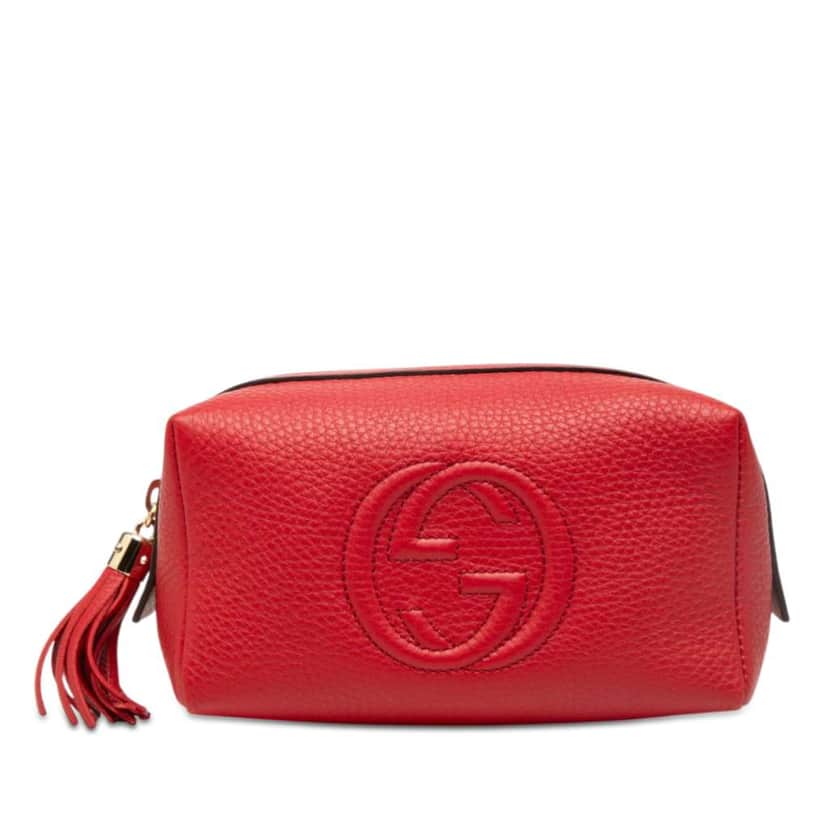 Gucci Leather Soho Cosmetic Pouch Red Leather Very good condition - Front View