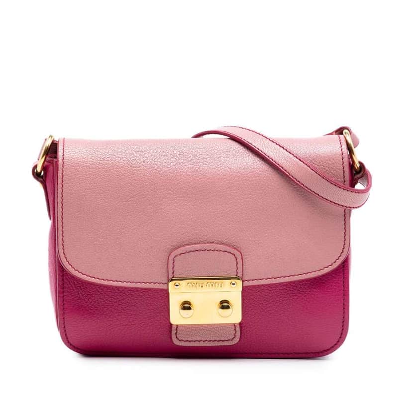 Miu Miu Bicolor Goatskin Madras Crossbody Pink Leather Very good condition - Front View