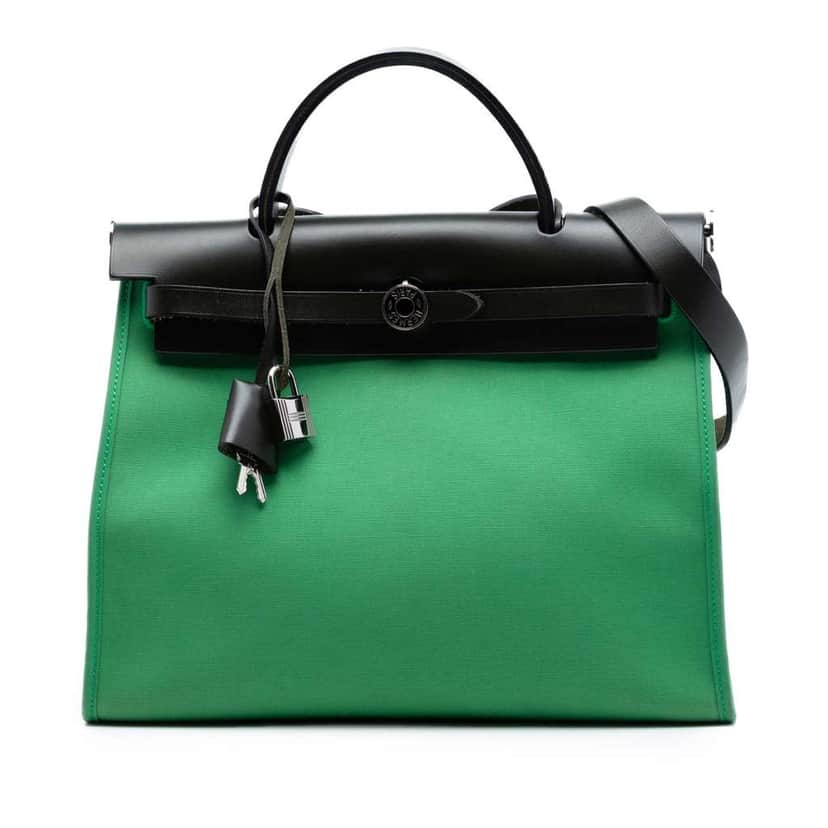 Hermès Toile Herbag Zip 31 Green Canvas Very good condition - Front View