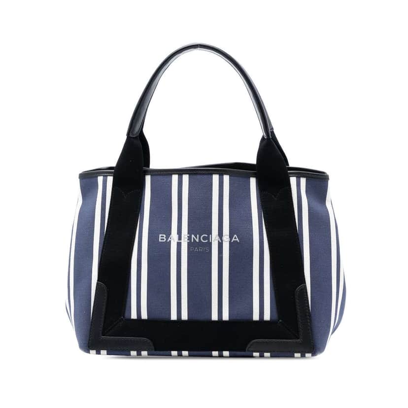 Balenciaga Canvas Striped Navy Cabas S Blue Canvas Very good condition - Front View