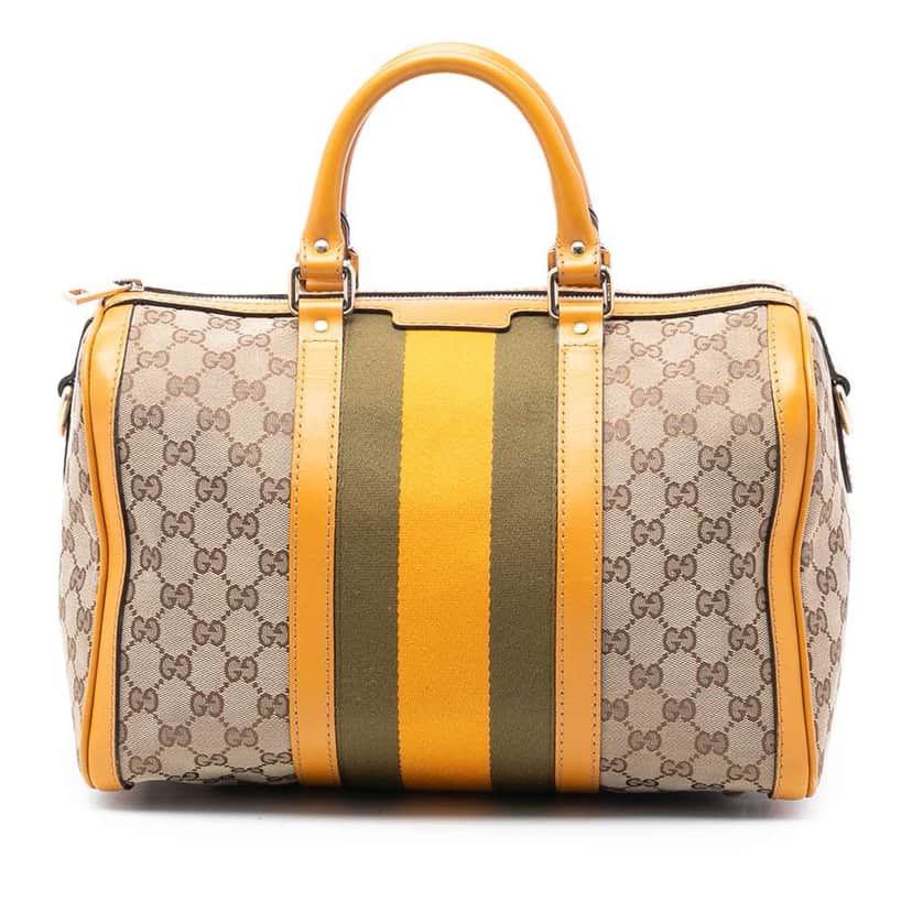 Gucci Medium GG Canvas Web Joy Boston Bag Beige Very good condition - Front View