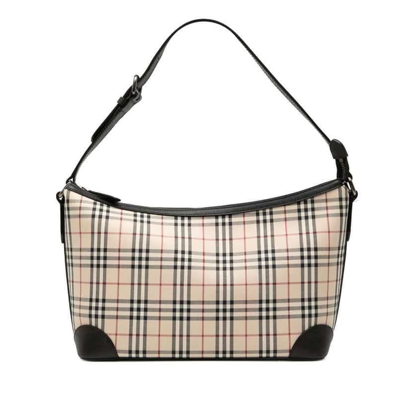 Burberry House Check Canvas Shoulder Bag Beige Canvas Very good condition - Front View