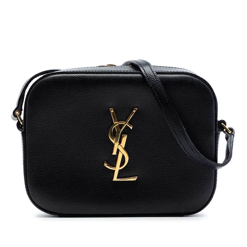 Saint Laurent Small Grain De Poudre Classic Monogram Camera Bag Black Leather Very good condition - Front View