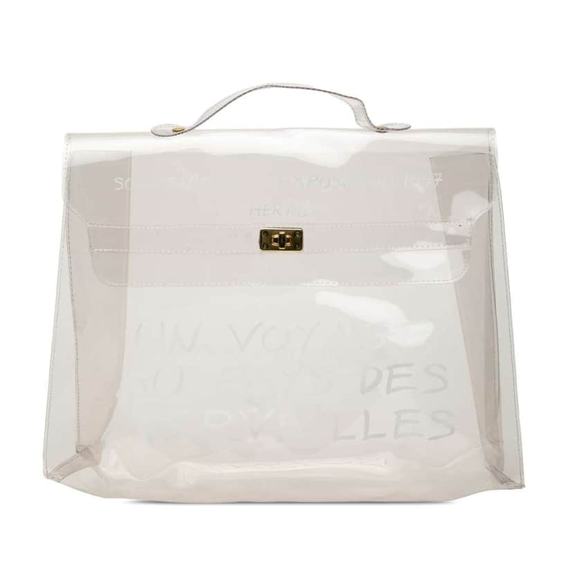Hermès Vinyl Souvenir De L Exposition Kelly Handbag White Very good condition - Front View