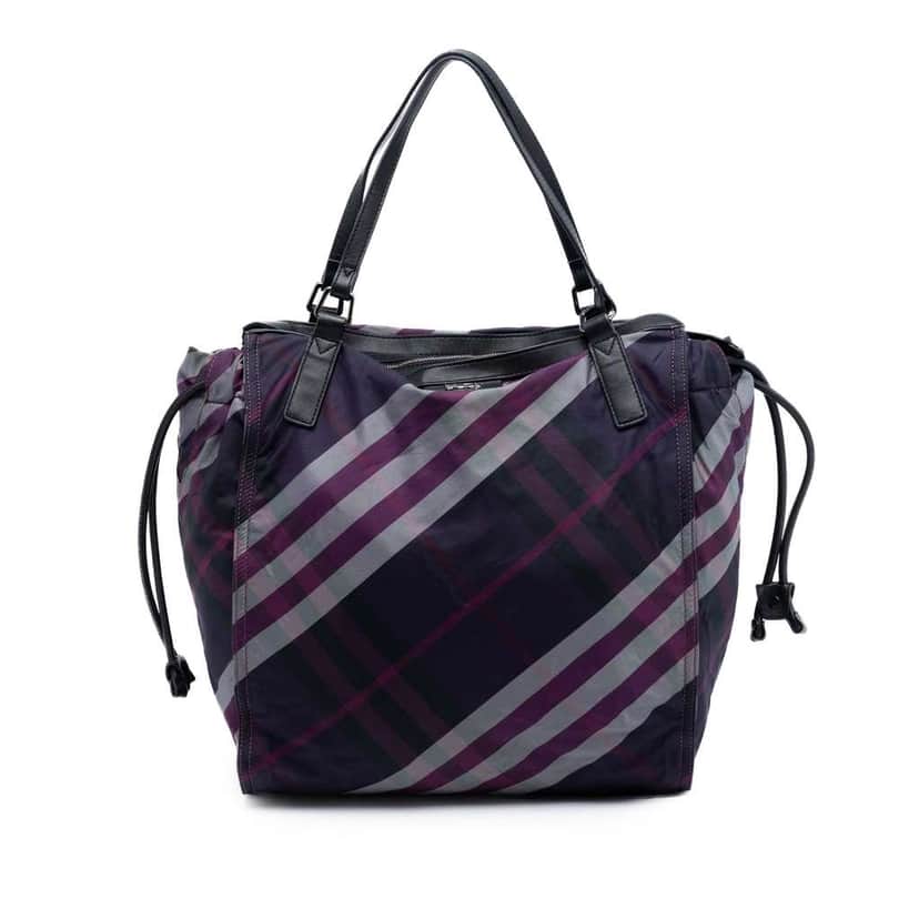 Burberry Supernova Check Nylon Buckleigh Tote Purple Very good condition - Front View