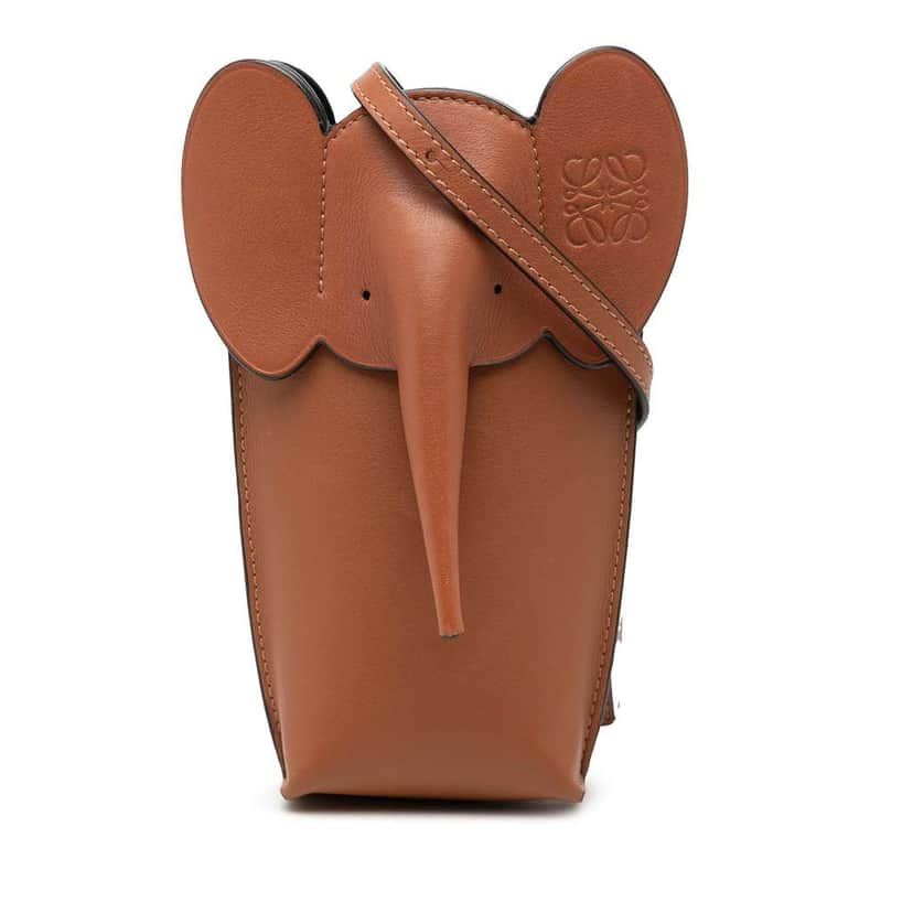 Loewe Leather Elephant Pocket Crossbody Brown Leather Very good condition - Front View