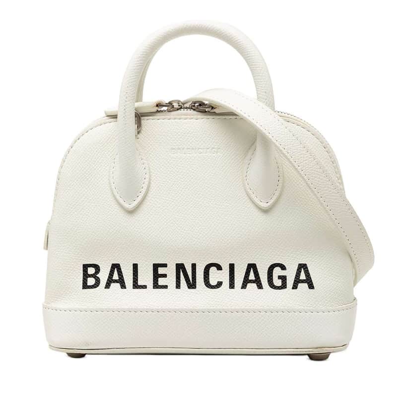 Balenciaga XXS Calfskin Ville Top Handle Bag White Leather Very good condition - Front View