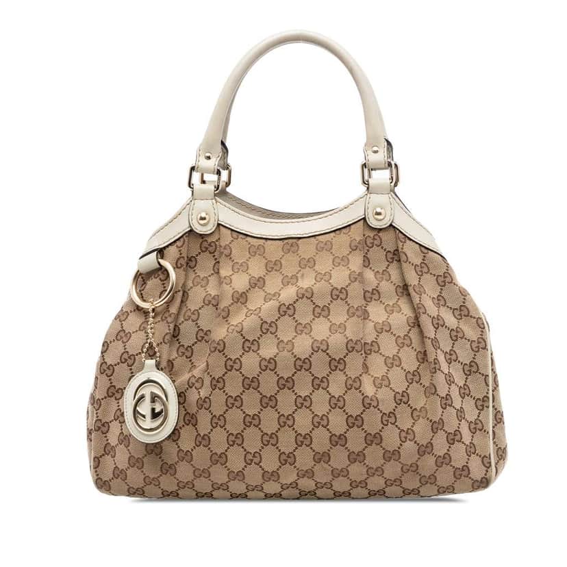 Gucci Medium GG Canvas Sukey Tote Beige Canvas Very good condition - Front View