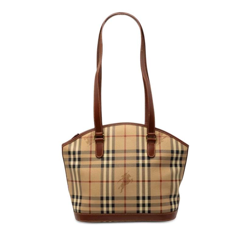 Burberry Haymarket Check Coated Canvas Shoulder Bag Beige Canvas Very good condition - Front View