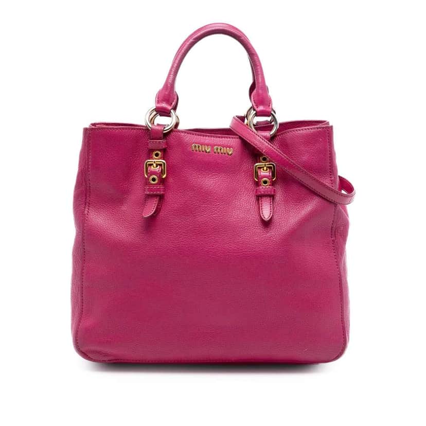 Miu Miu Goatskin Madras Satchel Pink Leather Very good condition - Front View