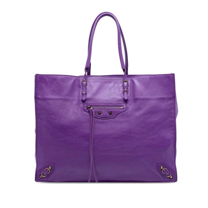 Balenciaga Leather Papier A4 Tote Purple Leather Very good condition - Front View