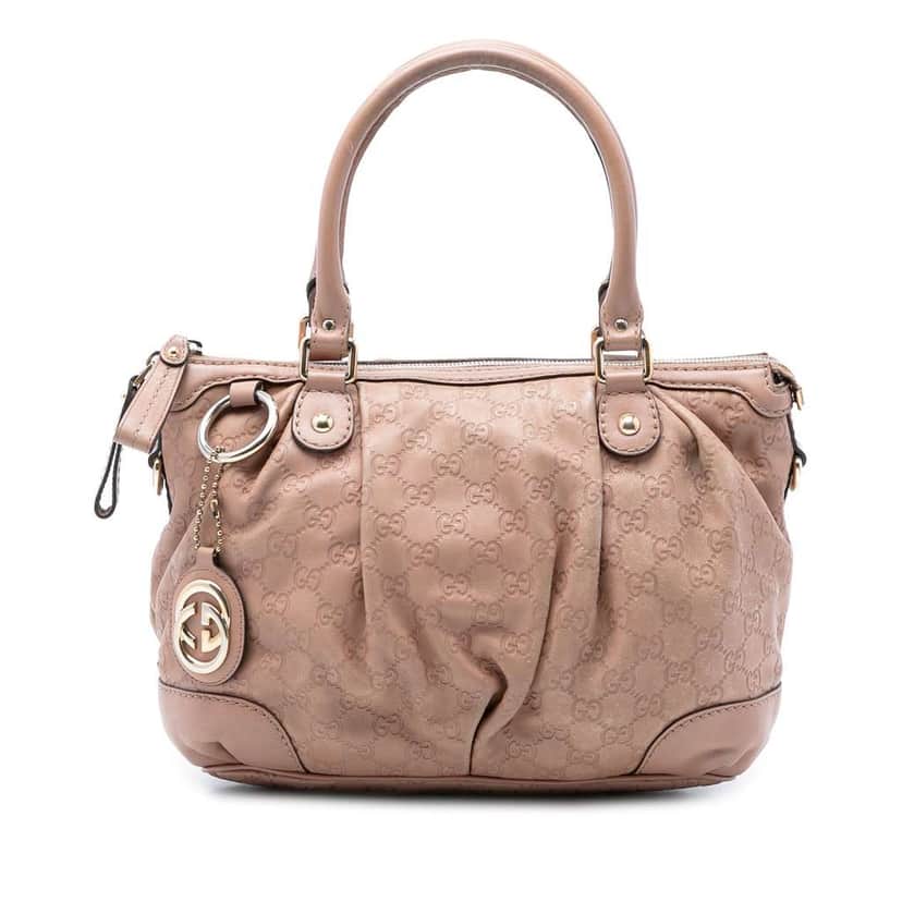 Gucci Guccissima Sukey Satchel Brown Leather Very good condition - Front View