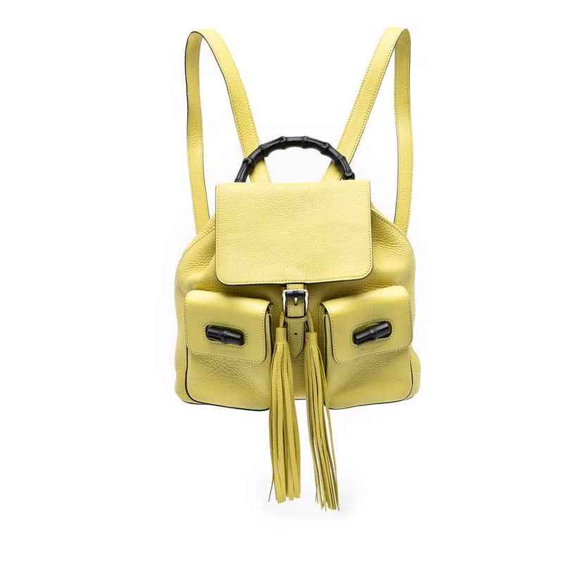 Gucci Leather Bamboo Tassel Backpack Yellow Leather Very good condition - Front View