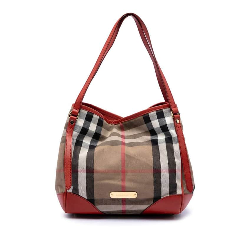 Burberry Small House Check Canvas Canterbury Tote Brown Canvas Very good condition - Front View