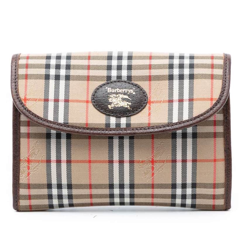 Burberry Haymarket Check Canvas Clutch Beige Canvas Very good condition - Front View