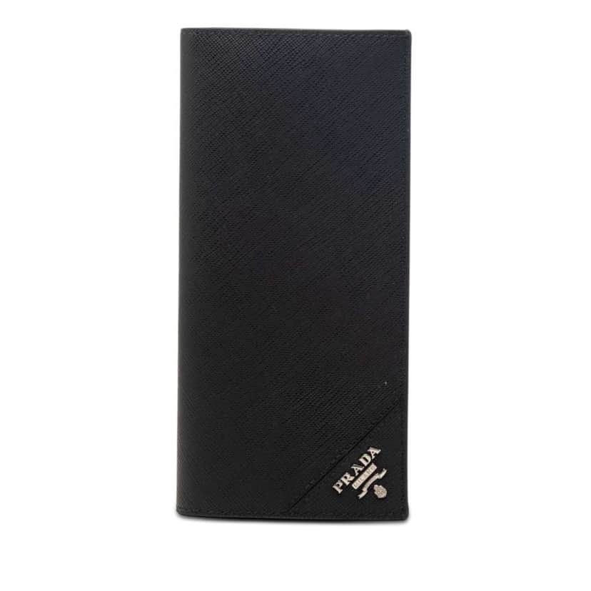 Prada Saffiano Bifold Long Wallet Black Leather Very good condition - Front View