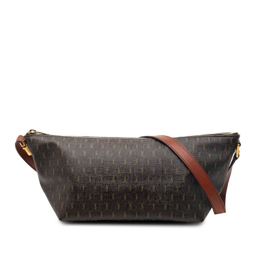 Saint Laurent Le Monogramme Coated Canvas Shoulder Bag Brown Canvas Very good condition - Front View