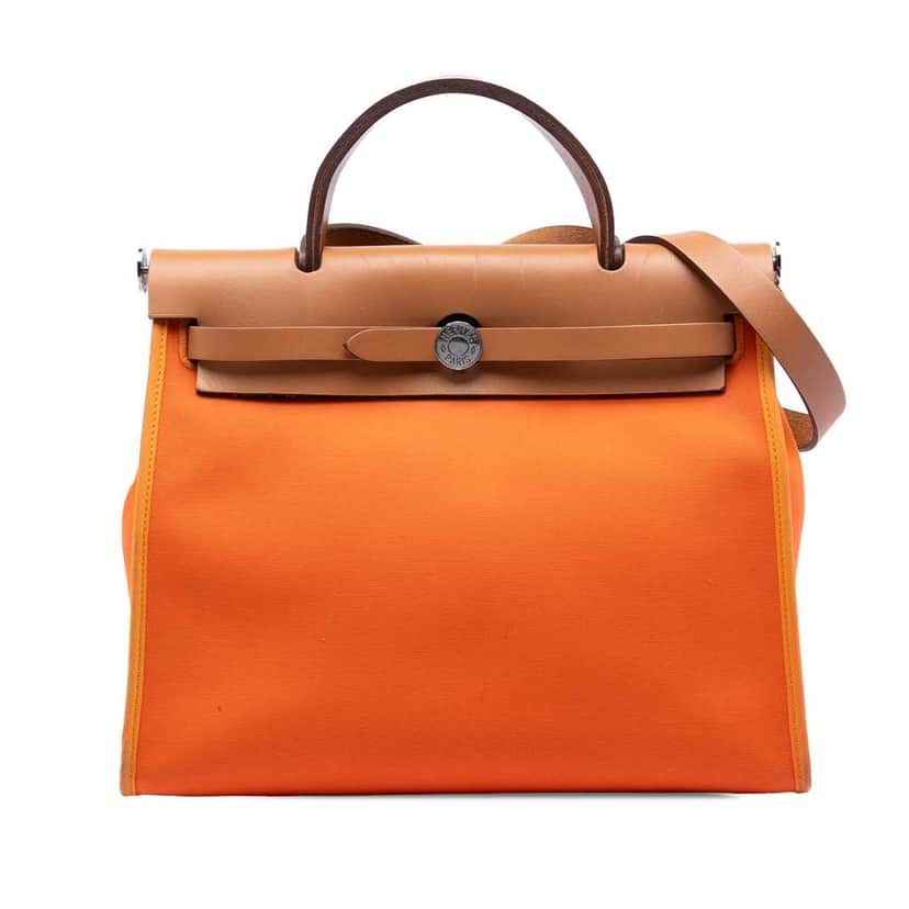 Hermès Toile Herbag Zip 31 Orange Canvas Very good condition - Front View