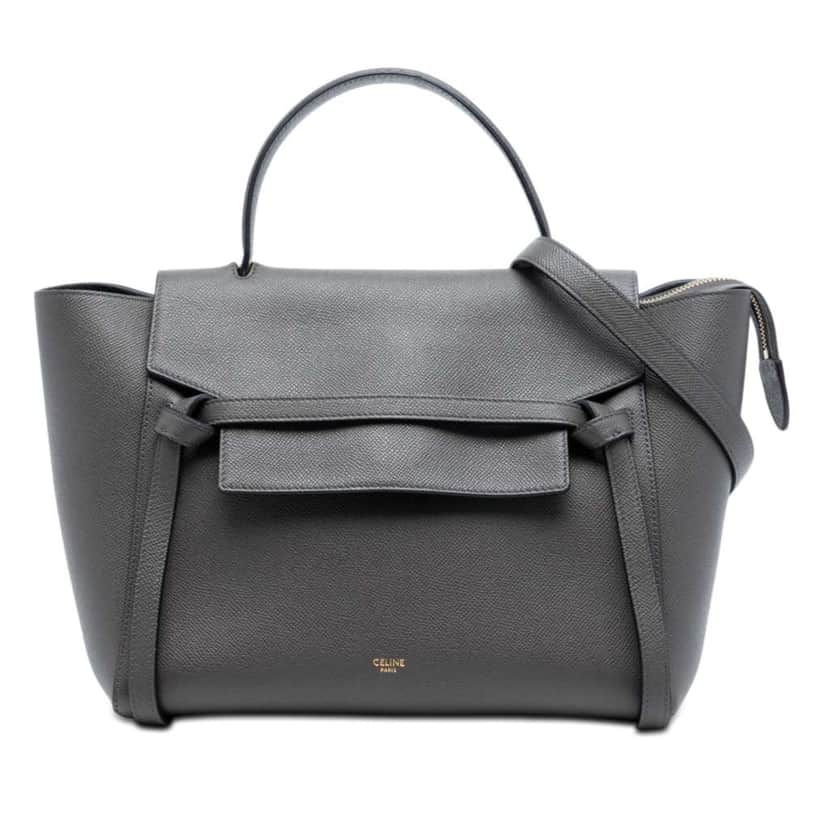 Celine Mini Grained Calfskin Belt Bag Grey Leather Very good condition - Front View