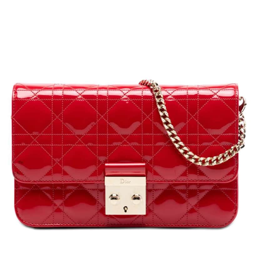 Dior Patent Cannage Miss Dior Promenade Crossbody Red Leather Very good condition - Front View