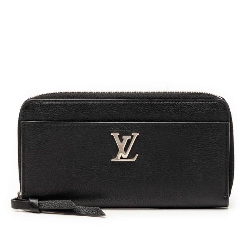 Louis Vuitton Leather Lockme Zippy Wallet Black Leather Very good condition - Front View