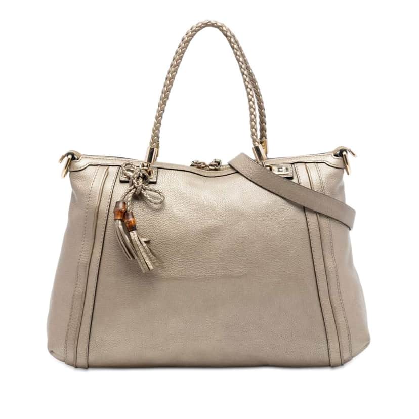 Gucci Large Leather Bella Tote Gold Leather Very good condition - Front View