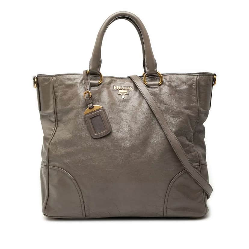 Prada Vitello Shine Satchel Brown Leather Very good condition - Front View