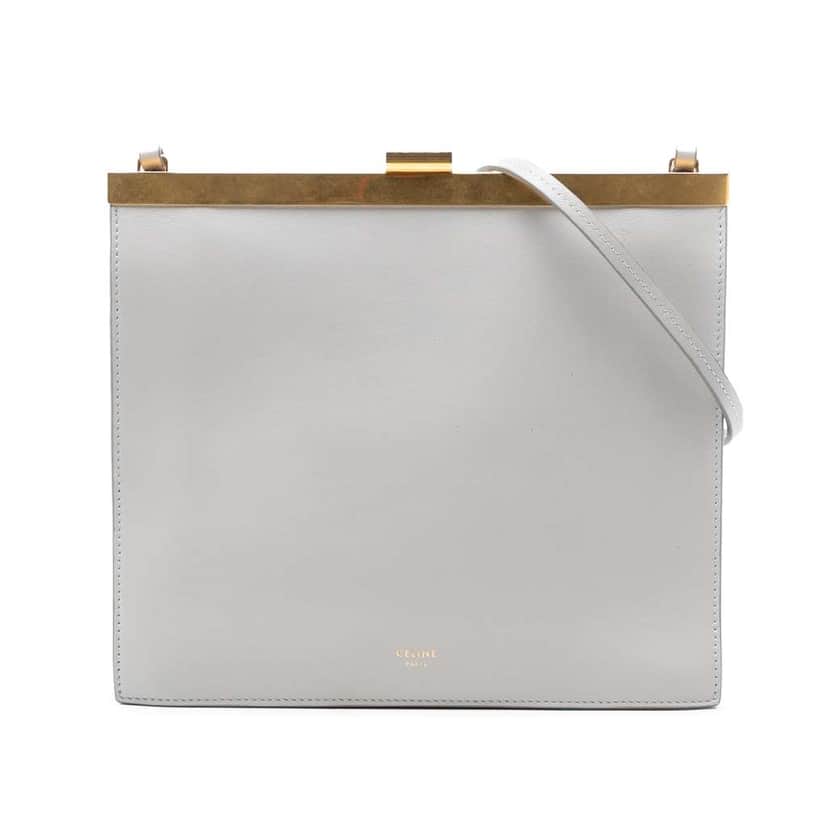 Celine Mini Leather Clasp Crossbody Grey Leather Very good condition - Front View