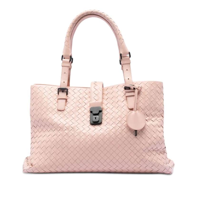 Bottega Veneta Medium Nappa Intrecciato Roma Tote Pink Leather Very good condition - Front View
