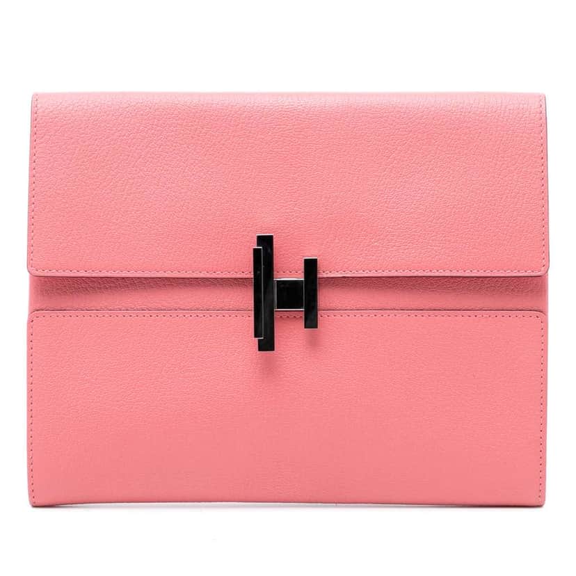 Hermès Chevre Mysore Cinhetic Clutch Pink Leather Very good condition - Front View