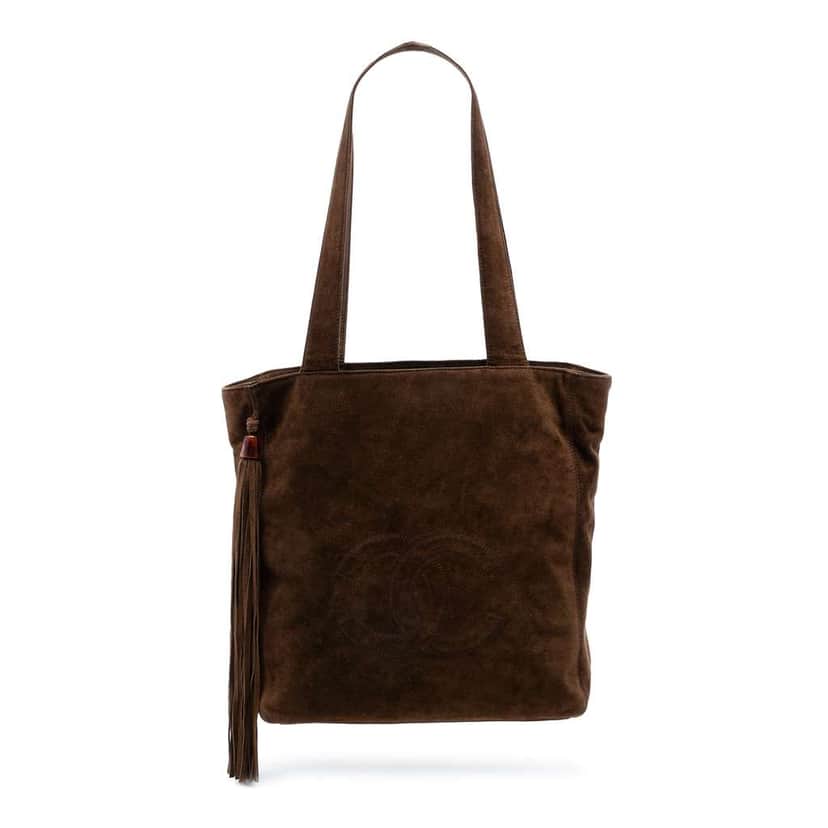 Chanel CC Suede Tassel Tote Brown Leather Very good condition - Front View