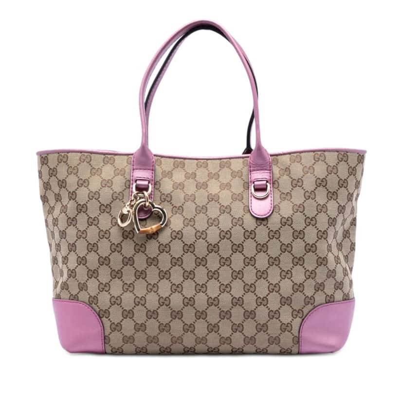 Gucci GG Canvas Heart Bit Tote Beige Canvas Very good condition - Front View