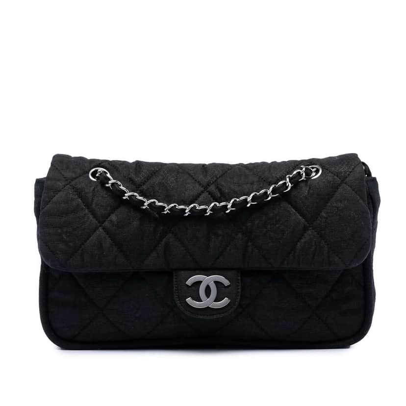 Chanel Crinkled Coated Canvas Le Marais Ligne Flap Black Canvas Very good condition - Front View