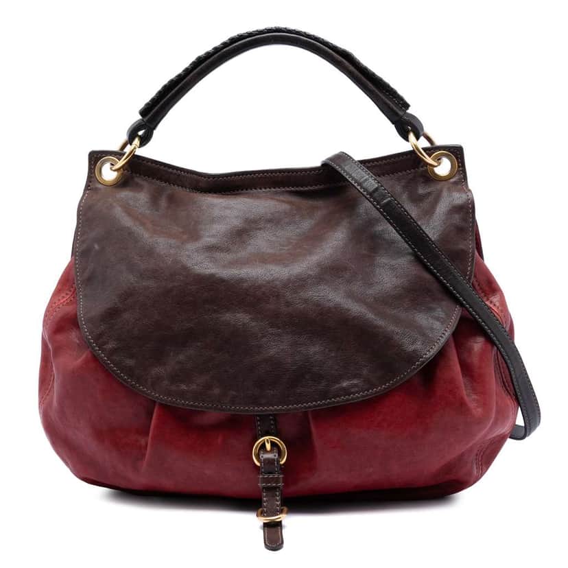Miu Miu Bicolor Nappa Aviator Top Handle Bag Red Leather Good condition - Front View